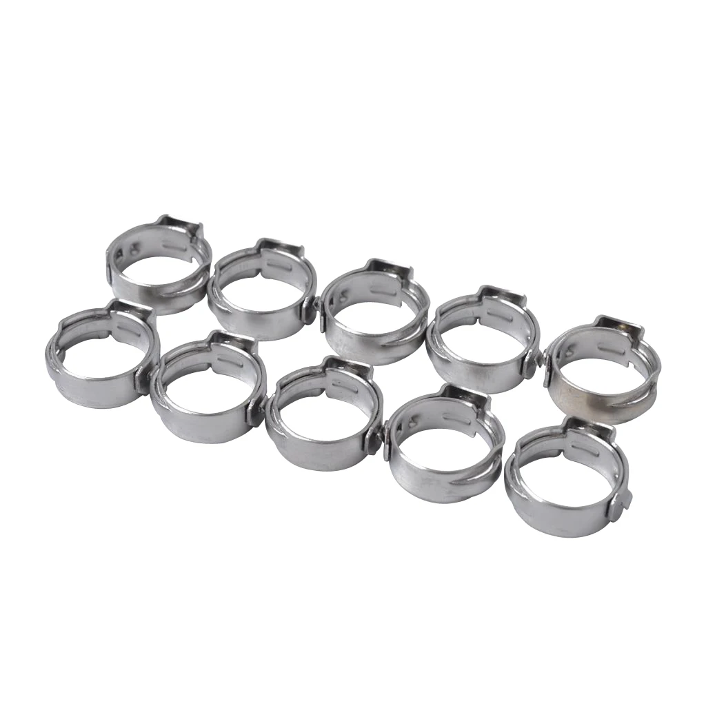 10Pcs 7.8mm-9.5mm O-Clips Single Ear Stainless Steel Hydraulic Hose Clamps