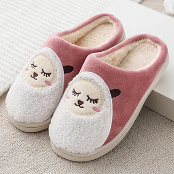 

Women's Winter Home Slippers Woman Short Plush Warm Shoes Women Furry Flat Slippers Ladies Casual Soft Indoor Couple Shoes