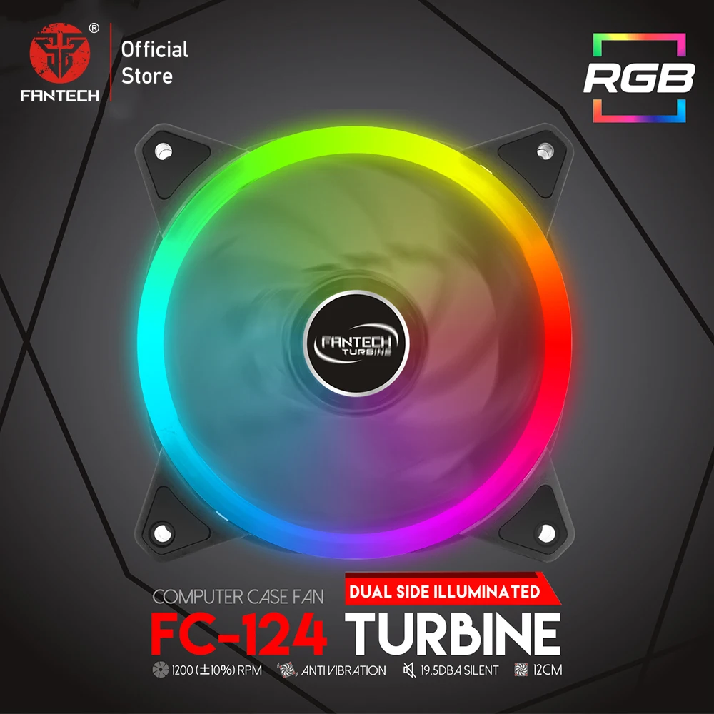 Вентилятор охлаждения Fantech бесшумный игровой вентилятор с 9 лезвиями 120 мм RGB Cmmputer