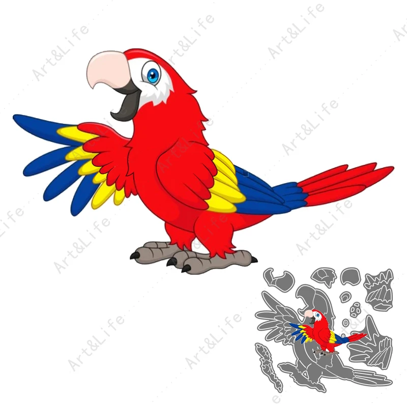 

New Metal Cutting Dies Scarlet Macaw Singing Parrot Bird Stencils for DIY Scrapbooking Album Birthday Card Embossing Cut Mould