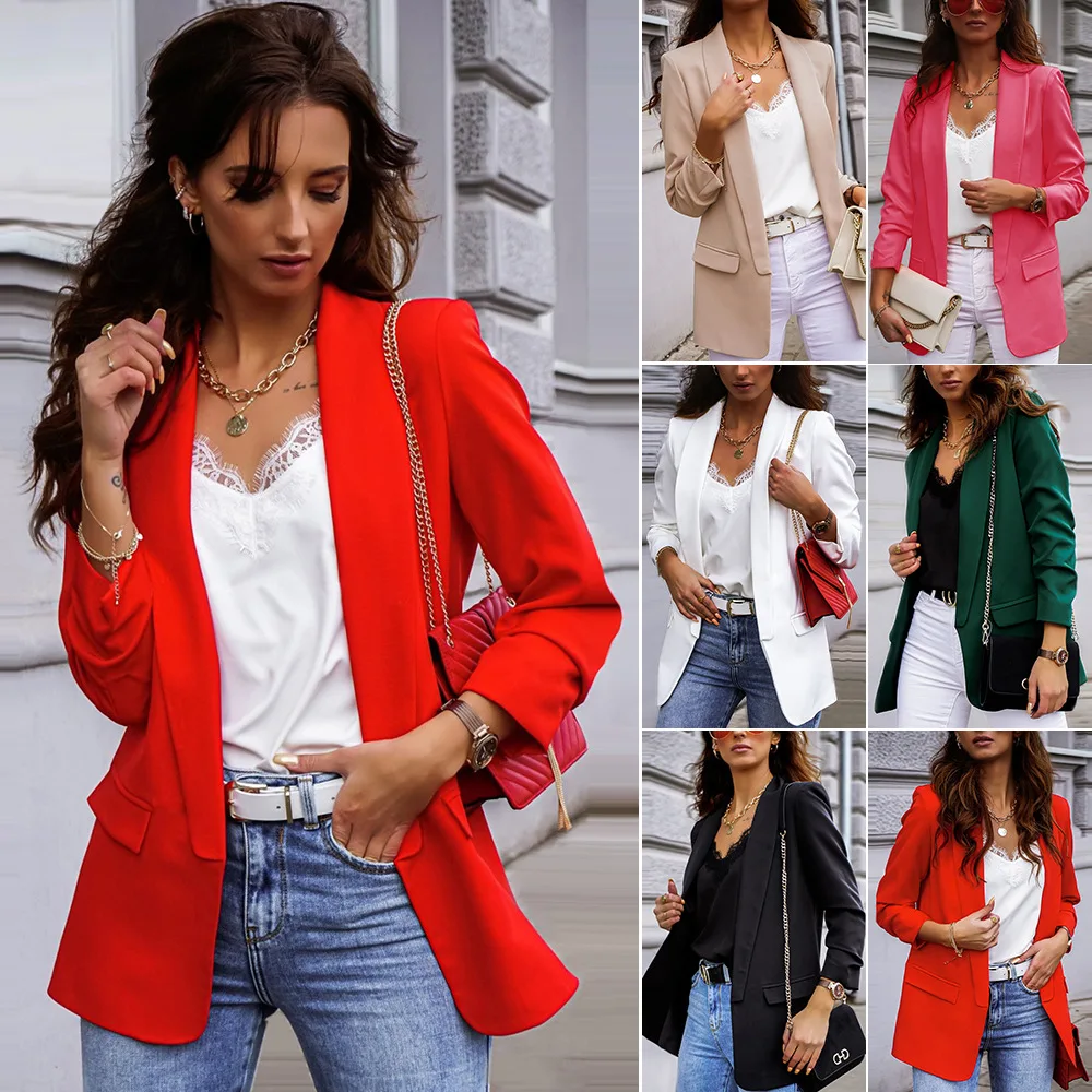 Spot 2021 European and American spring and summer fashion casual temperament professional slim jacket