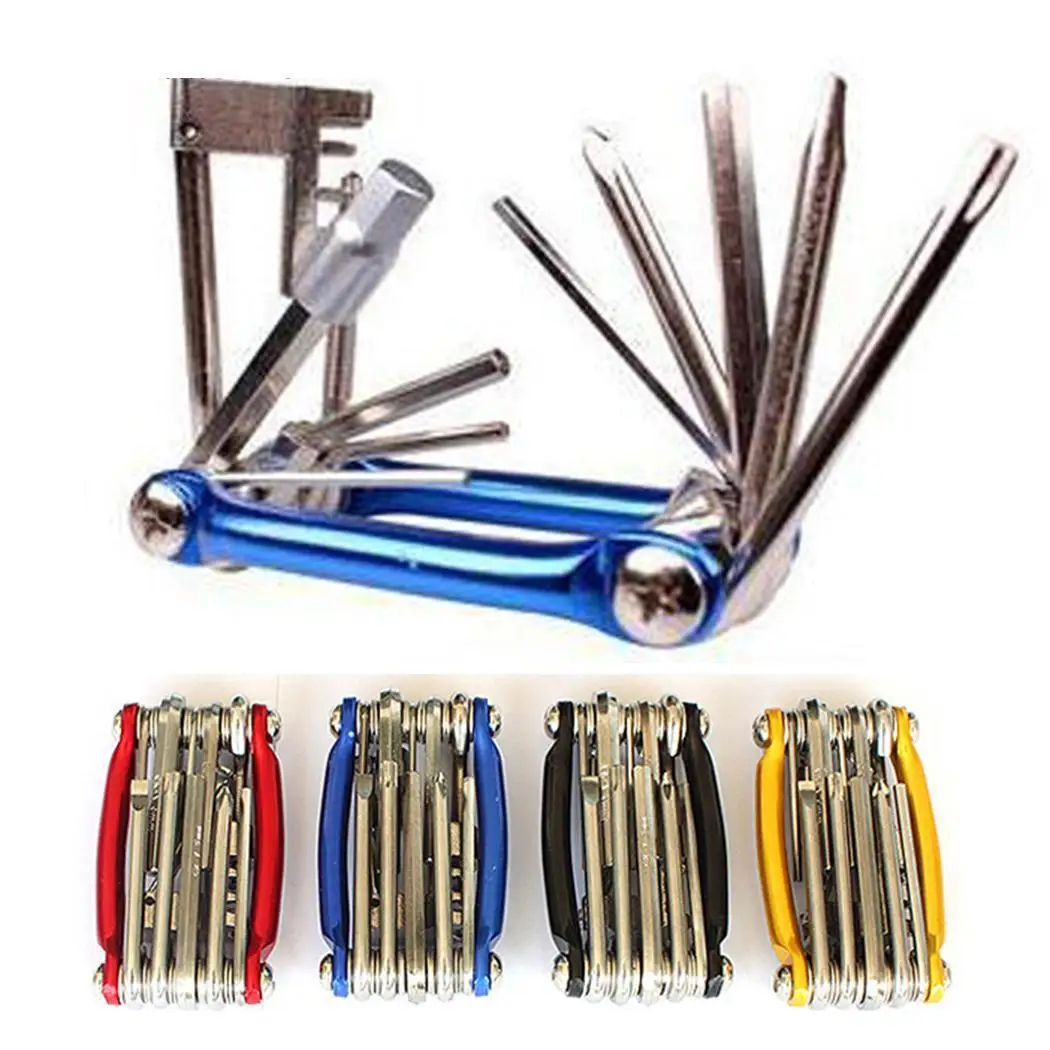 buy 11in 1 Multi function Bicycle Repair Tool Set T25 Red, Golden, Blue, Black 187g