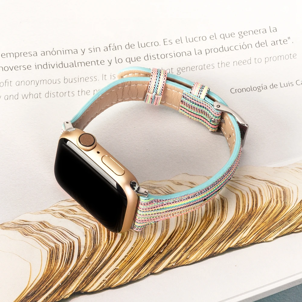 Холщовый ремешок Wearlizer для iWatch Apple Watch, женский, мужской ремешок 38 мм, 40 мм, 42 мм, 44 мм, серия 5, 4, 3, 2, 1, ремешок на запястье, браслет