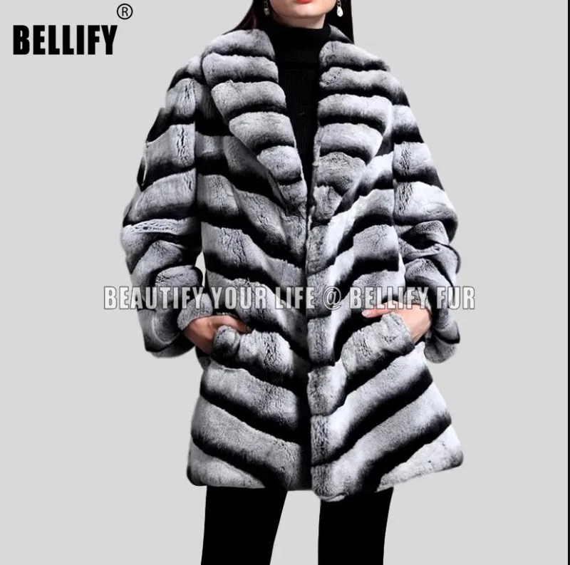 

Top quality Genuine Rex Chinchila Rabbit Fur coats WITH big collar luxury Fur outerwear