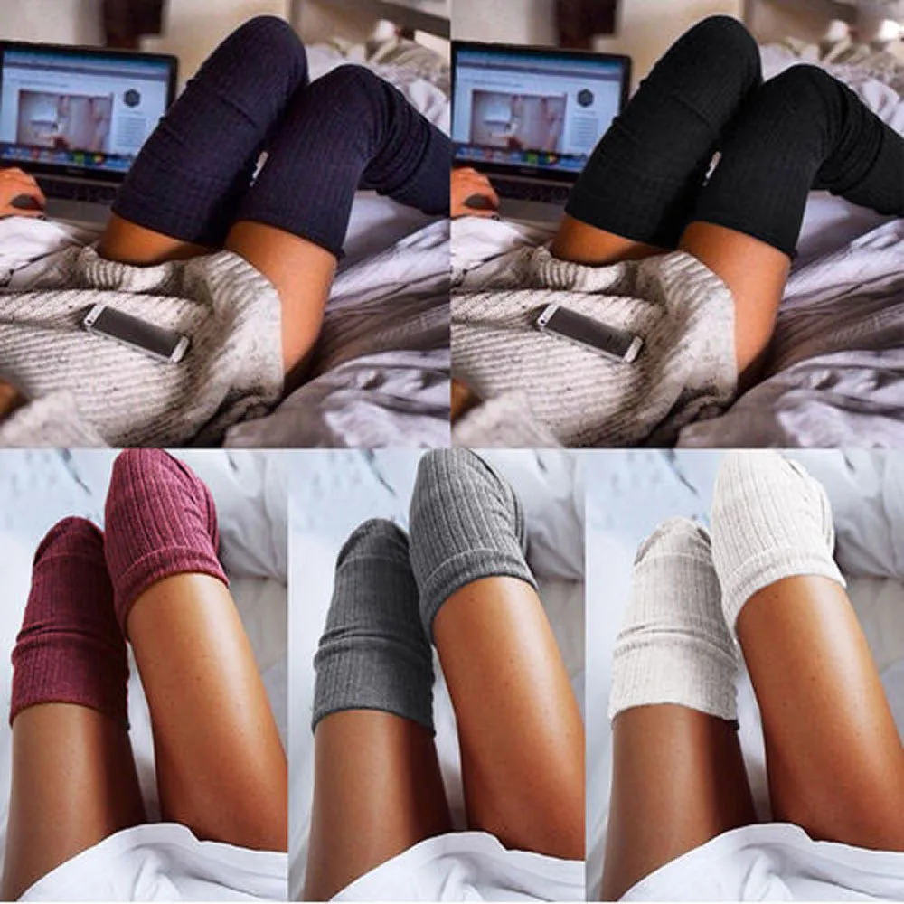 Женские носки, чулки, теплые чулки выше колена, длинные хлопковые чулки, хлопковые сексуальные женские чулки# T1P
