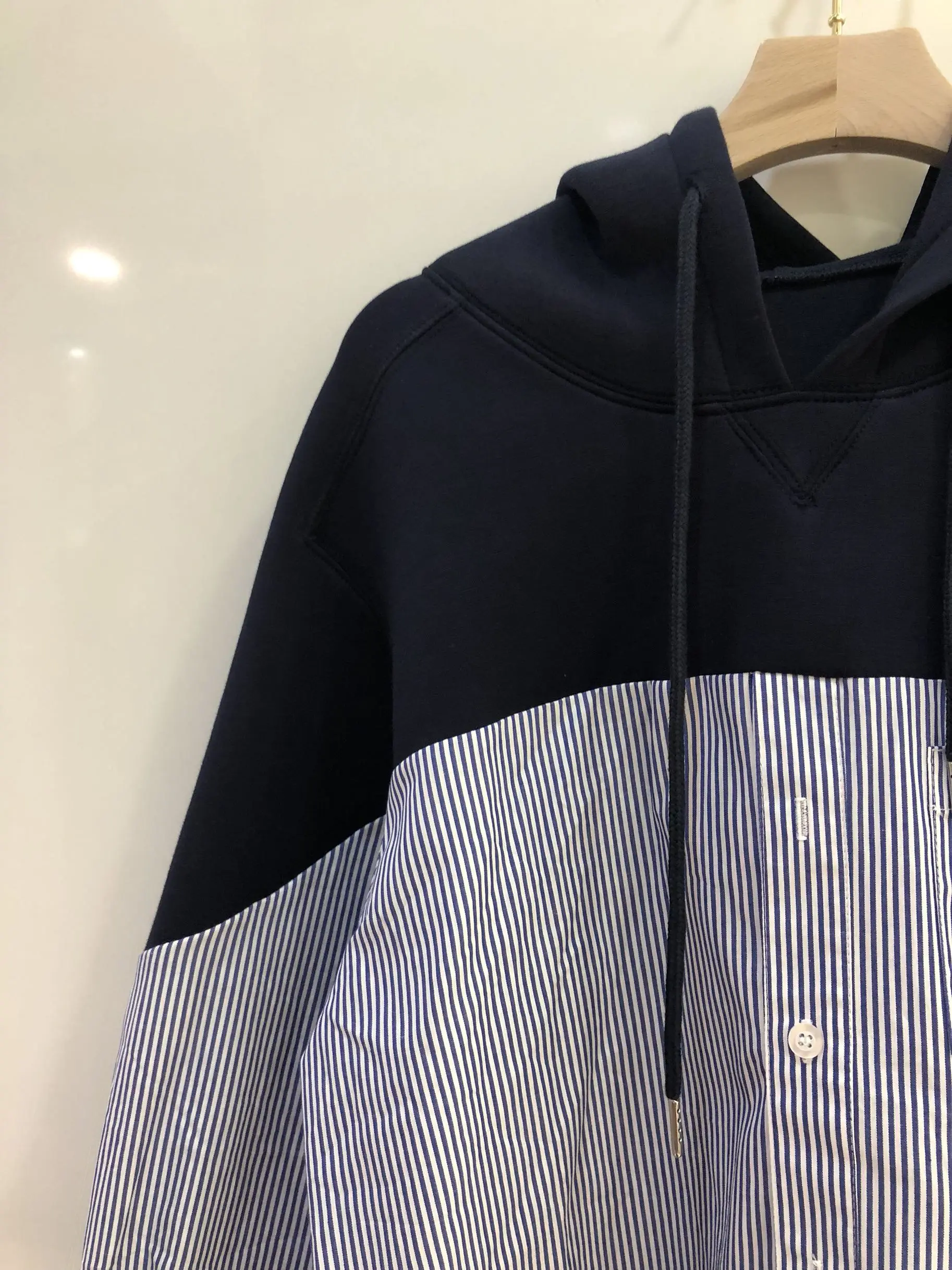 2019FW новые женские космические хлопковые Лоскутные Полосатые толстовки женские модные пальто с капюшоном Топы 2 цвета пачка
