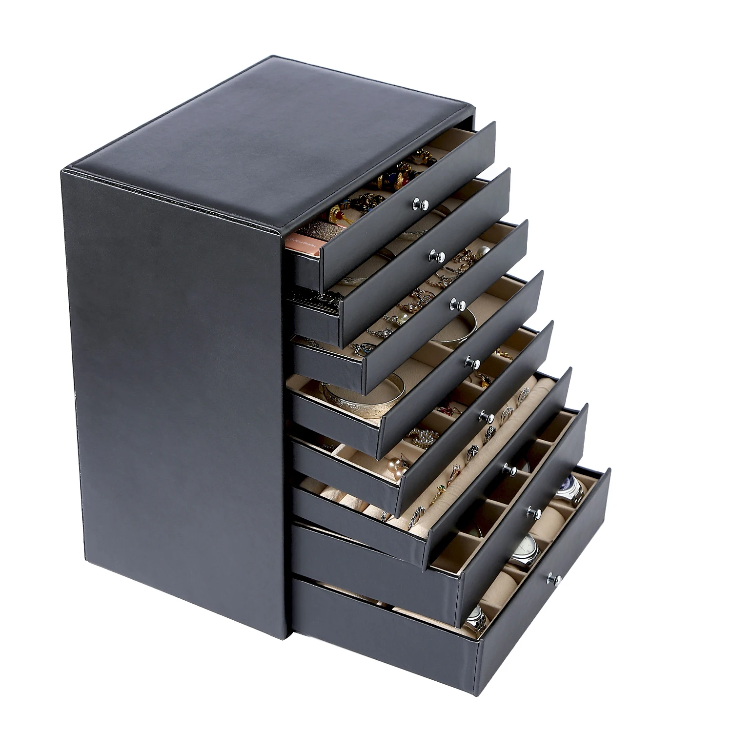 

8-Storey Luxury Jewelry Box, Necklaces, Earrings, Sunglasses, Bracelets, Watches, Etc, Black