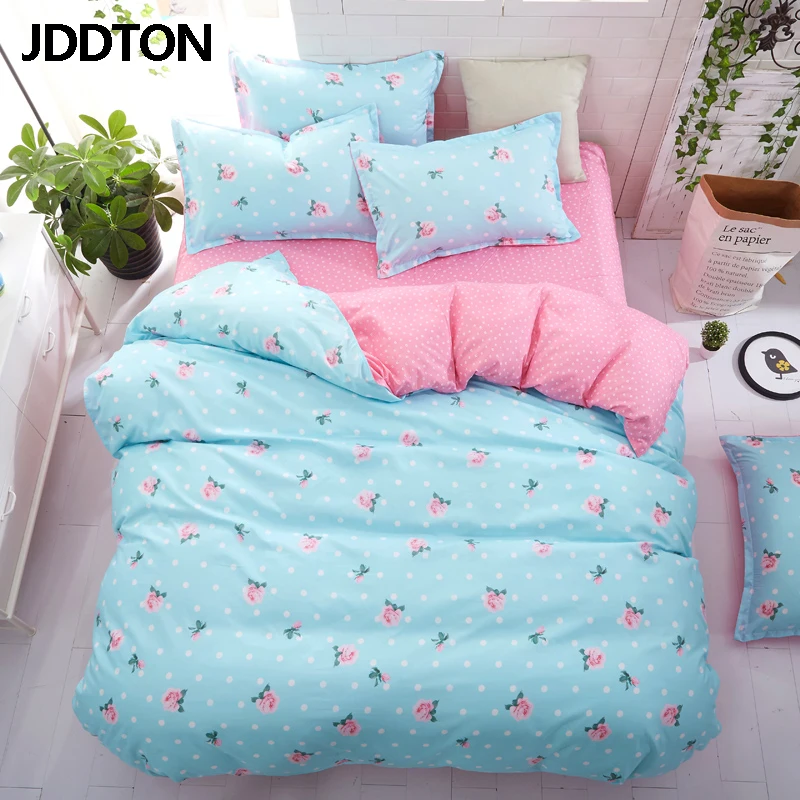 

JDDTON 4pcs Bedding Sets AB Side Classic Small Floral Patterns Warm Bed Linen Duvet Cover Set Bed Sheet Pillowcase Cover BE100