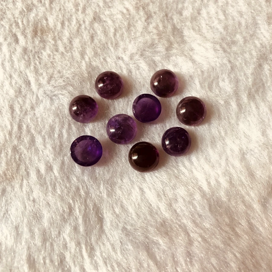 

Wholesale 10pcs/lot A Amethyst Bead Cabochon 8mm 10mm 12mm 16mm 20mm Round Gem Stone Bead Cabochon Ring face For Jewelry