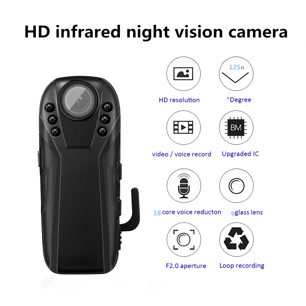 Câmera com Visão Noturna e Infravermelho Câmera para Vigilância Ângulo de Ação Mini 1080p - Image 2