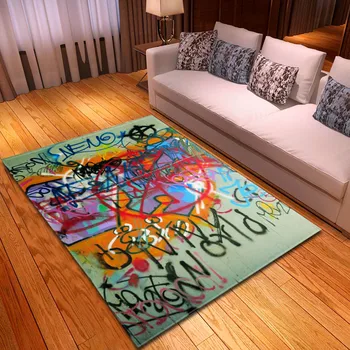 

Fashion Flannel Living Room Carpet Kids Birthday Surprise Rug Personalized Children's Doodle Custom Play Mat Bedside Area Rug