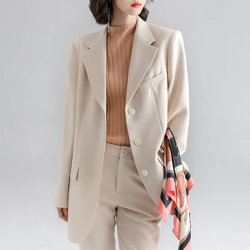 

2019 Autumn New Style Solid Color Fashion Single Breasted Suit Autumn And Winter Coat Women's