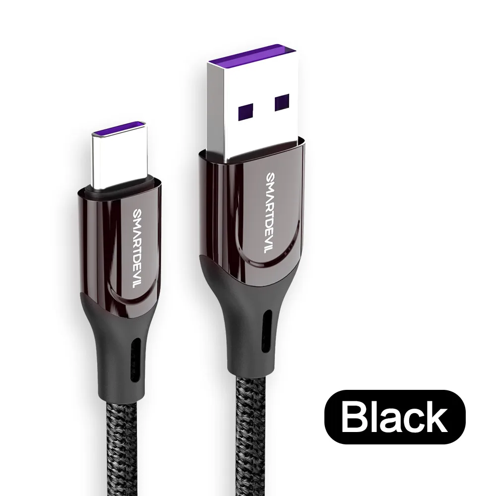 Black Cable 5A SmartDevil Быстрая зарядка USB C type C кабель 5A для крутой облачной версии usb зарядный кабель для huawei P20 для samsung Кабель-адаптер - Цвет: Black Cable 5A