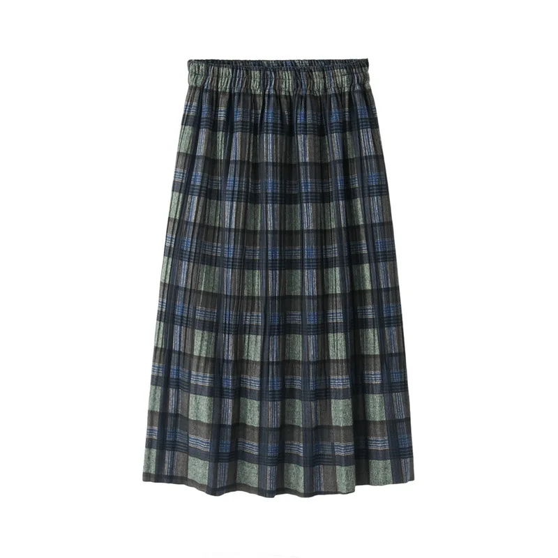 Vintage New Women Thick Warm Autumn Winter Harajuku Plaid Retro Skirt Female Cute Japanese Girls Kawaii Skirts Calf-length