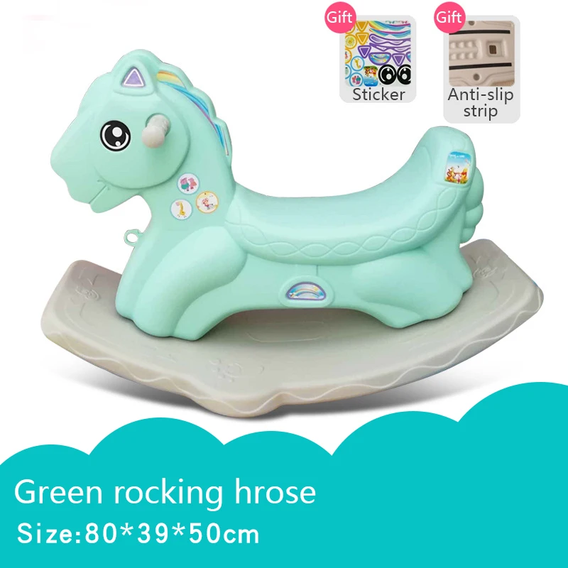 Green rocking hrose Детские блестящие качающиеся лошади для детей, игрушка в подарок, баланс, многофункциональные качалки, Троян, детские игрушки, ходунки для дома M016 - Цвет: Green rocking hrose