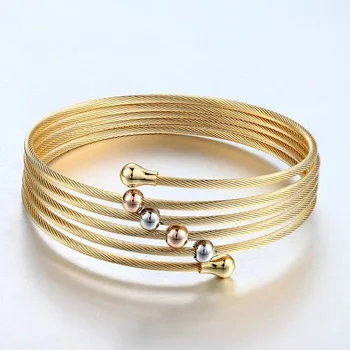 New 2017 Gold Plated Twist Wire Mesh Hand Bangle Multilayer Charm Bracelets Pulseiras Fashion Jewelry For  Women Bijoux