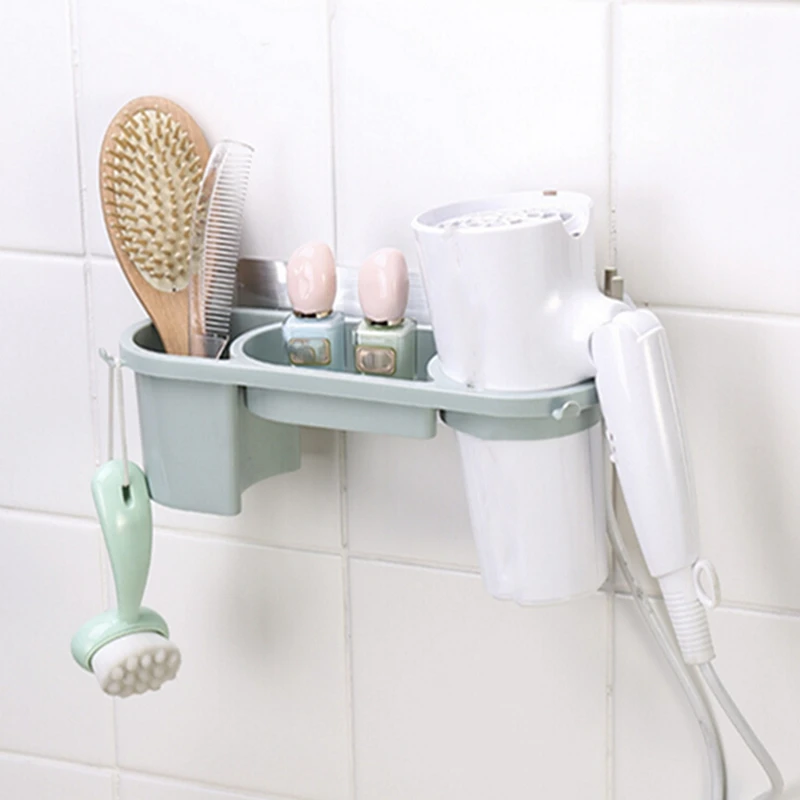 Plastic Magic Stickers Hair Dryer Storage Rack Bathroom Shelves Plywood Multifunction Organizer Bathroom Accessories