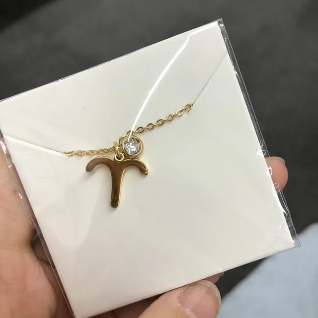 Elegant Trendy Shiny Crystal Star Zodiac Sign Taurus Capricorn Scorpio Twelve 12 Constellation Pendant Necklaces Women Female Aries
