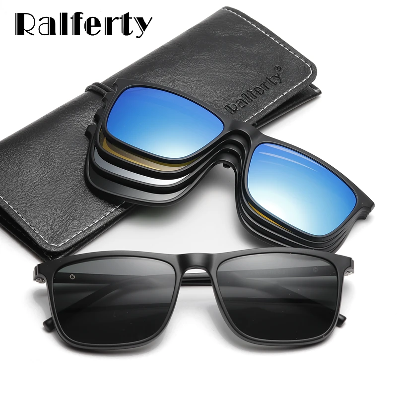 Eyeglass Frames Magnetic Polarized Clip on Sunglasses Retro Business Mens KFA73
