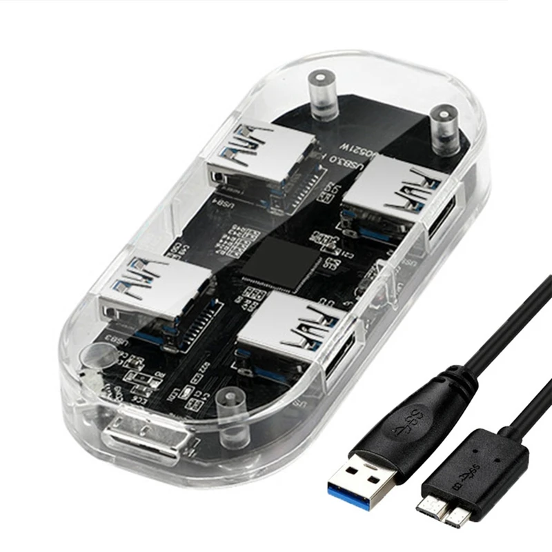 Usb-хаб прозрачный USB3.0 адаптер 4 порта USB комбинированное устройство для чтения карт SD TF все в одном для ПК/ноутбука