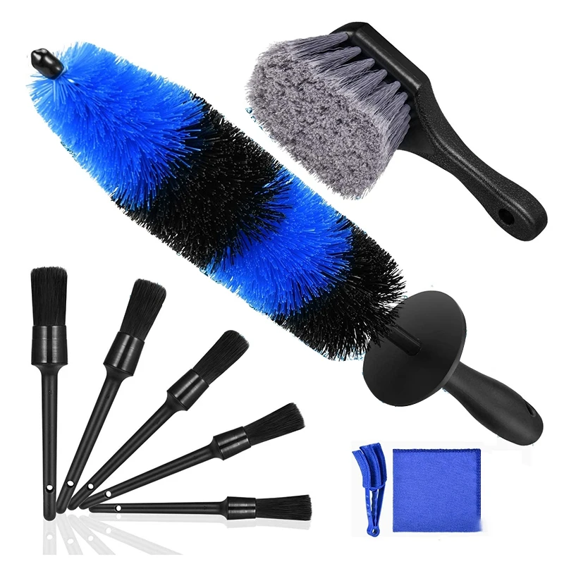 NEW-9Pcs Wheel Tire Brush Set for Cleaning Wheels Car Wash Cleaner Rim Brushes Kit Automotive | Автомобили и мотоциклы