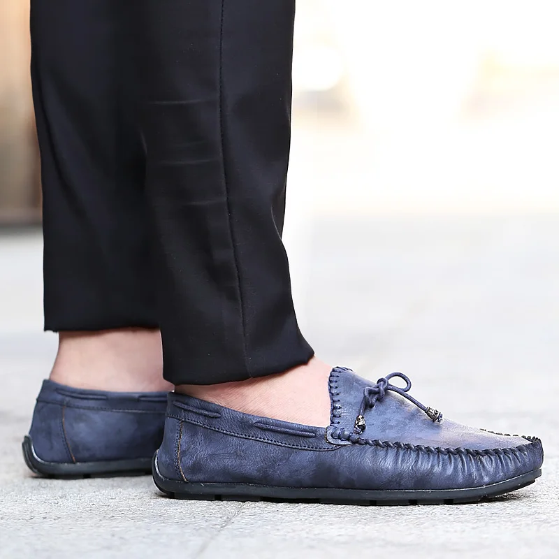 Summer Men Loafers Italian Moccasins Men Shoes Casual Slip on Leather Men Driving Shoes Comfortable Breathable Footwear HC-161