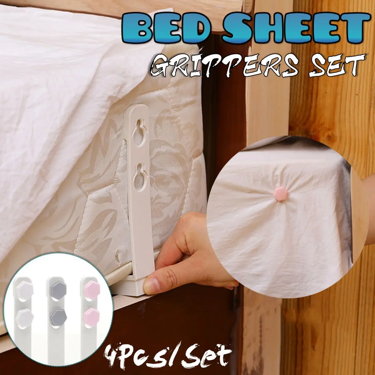 

4Pcs/Set Bed Sheet Clip Bed sheet Belt Fastener Mattress Non-slip Quilt Covers Sheet Holders Gripper Fastener Clips for Bed Sofa