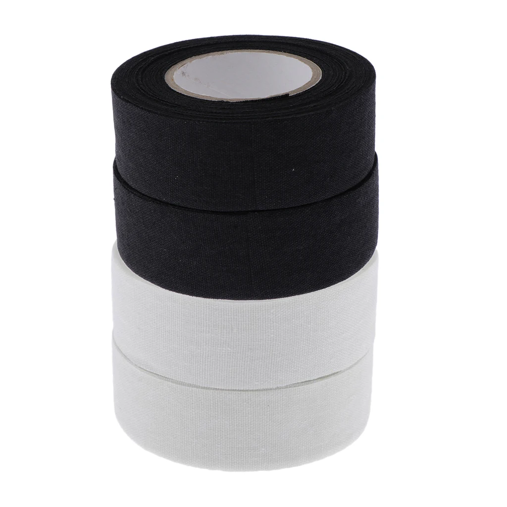 4 Rolls Premium Ice Hockey Stick Tape Cloth Grip Wrap White Black