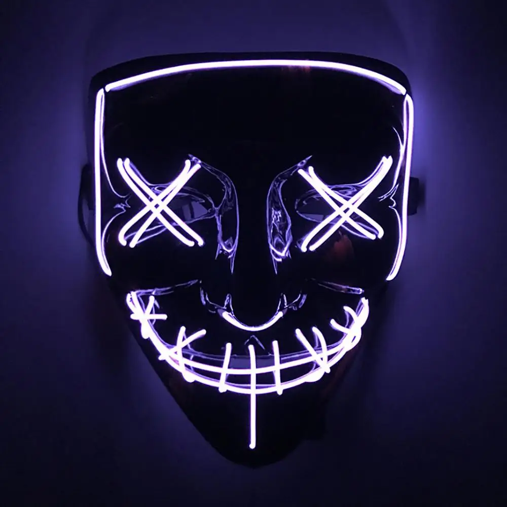 Светодиодный Хэллоуин маска неоновый маски светится в темноте маска вечерние туши для ресниц ужас Mascarillas страшно кейс Карнавальная маска свет Masker 4