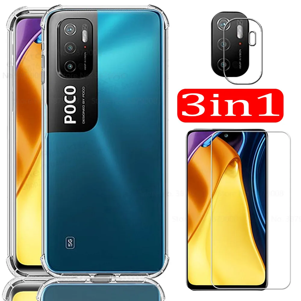 Прозрачные силиконовые противоударные Чехлы для poco m3 pro 5G телефон закаленное