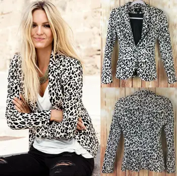 

2019 Winter Jacket Womens Leopard Print Long Sleeve Turn-Down Collar Suit Coat Blazer Jacket Outwear Tops Plus Size Womens Suit