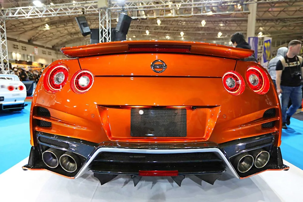 Для Nissan R35 GTR MY17 TS Стиль углеродного волокна задний бампер блеск для губ отделка Сплиттер Комплект волокна тюнинг часть Дрифт гоночная