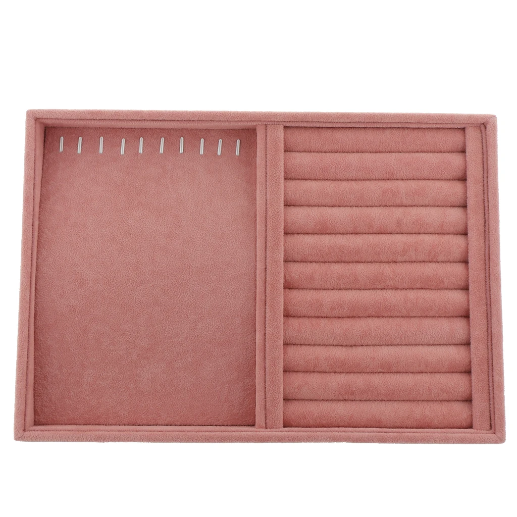 Pink Velvet Stackable Jewelry Tray Showcase Necklace Studs Display Organizer