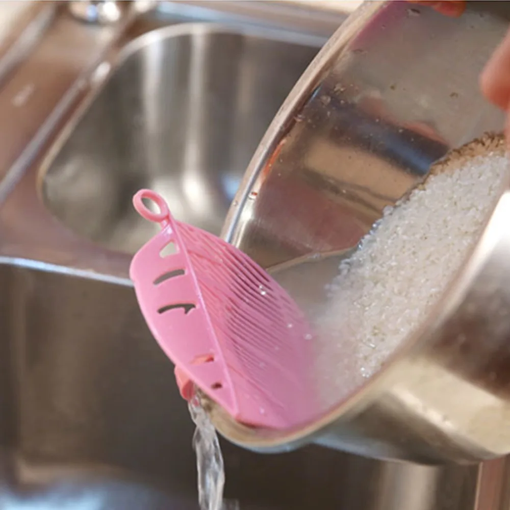 1PC Durable Clean Leaf Shape Rice Strainer Sieve Beans Peas Cleaning Gadget Strainer for Kitchen Clips Tools