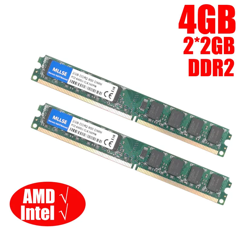 MLLSE DIMM DDR2 800Mhz/667Mhz 4GB(2GB*2Pieces) PC2-6400/PC2-5300 memory for Desktop RAM,good quality and High Compatible!