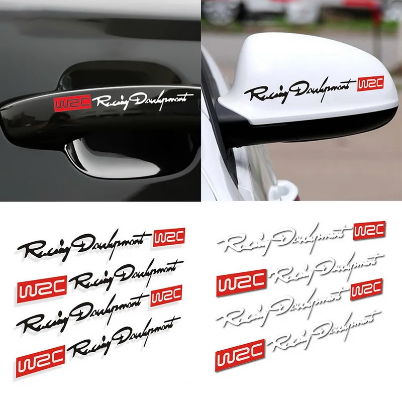 

4Pcs/ Set Car Handle Stickers AWRC World Racing Development Car Door Decals