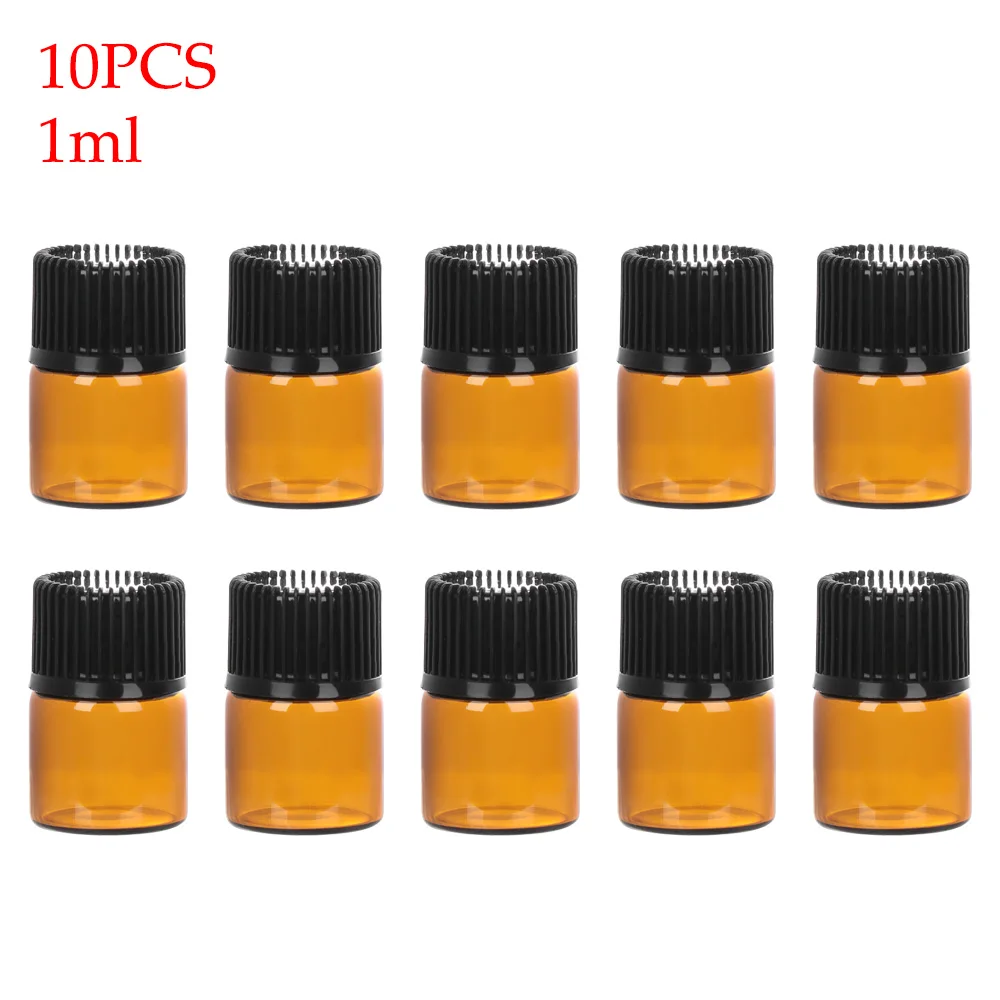 1ml 10 шт. бутылка для эфирного масла портативная многоразовая банка для образцов редуктор и крышка косметические контейнеры инструмент для макияжа аксессуары для дома - Цвет: 1ml