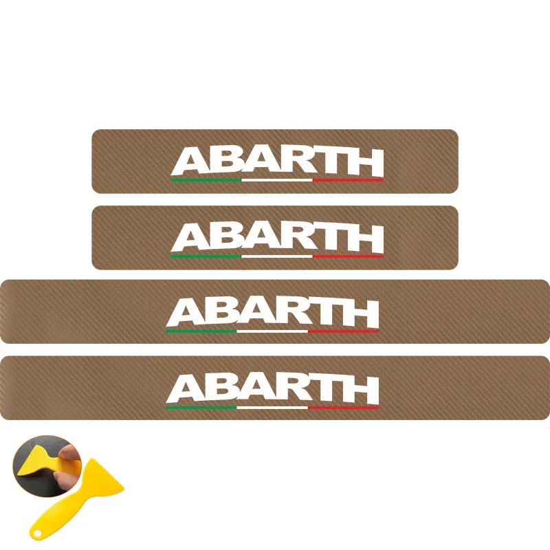 Golden white ABARTH С итальянским флагом карбоновое волокно автомобильный протектор порога наклейка s Антифрикционная наклейка для Fiat Punto Abarth 500 автомобильный Стайлинг - Название цвета: Golden white