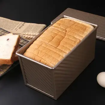 

Bread Loaf Pan With Cover Non-stick Rectangle Flat Toast Box Mold For Oven Baking