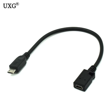 

15cm Mini USB Female to Micro USB Male Connector Data Sync & Charge Cable Transfer Short Cable for phones MP3 MP4 Black Color