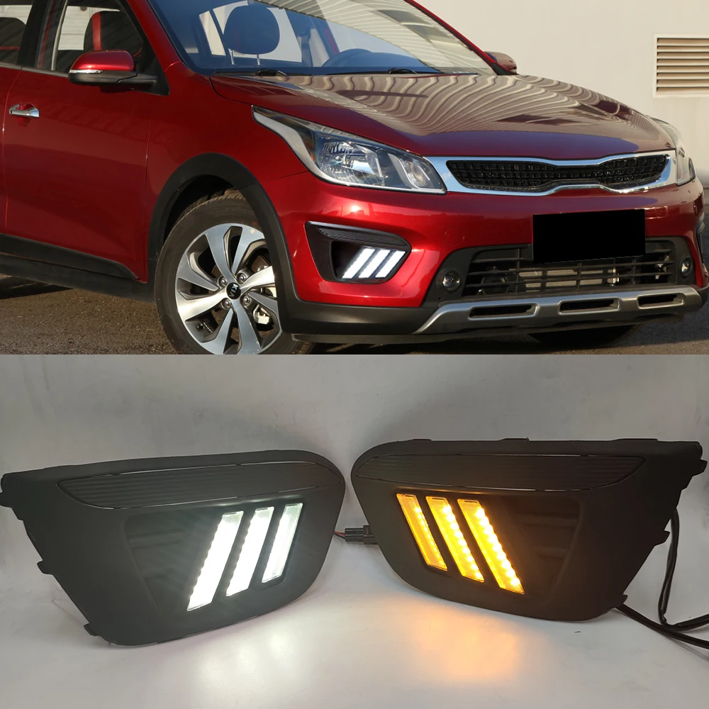 2 шт. Автомобильные светодиодные дневные ходовые огни для Kia Rio X-line 2018 2019 |