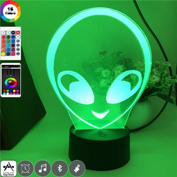 

Pretty Present Smart Phone Control 3D Lamp 7 Colors with Remote for Infant Cool Hot Selling The Aliens ET Unique Decor