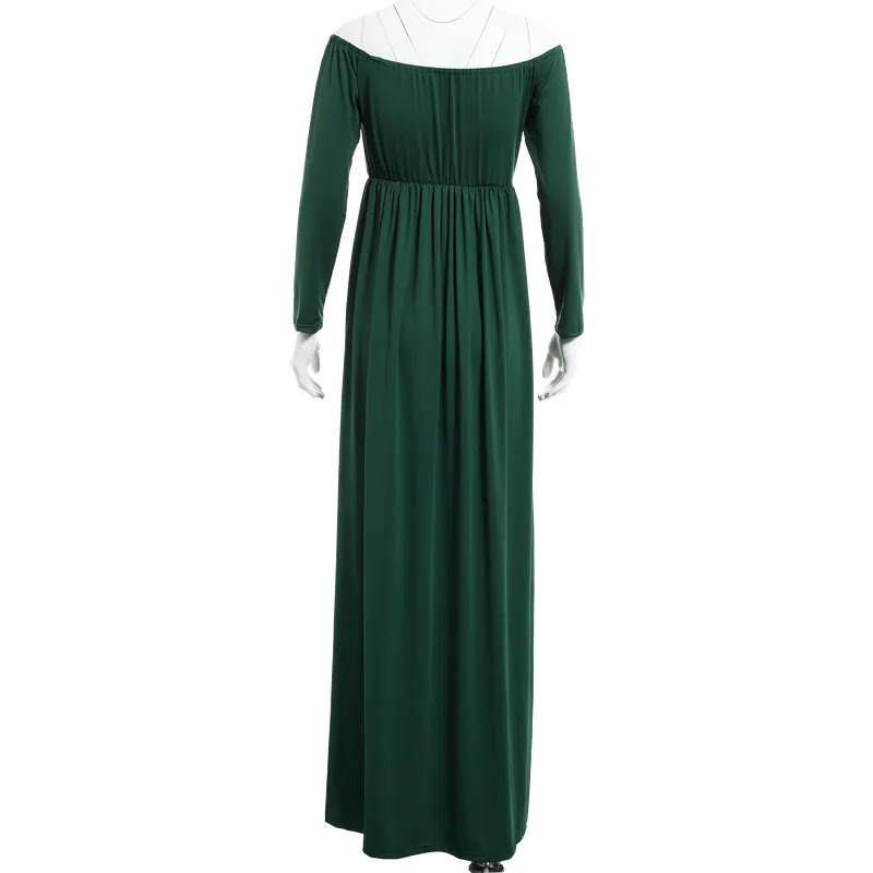 Dark green Женское платье для беременных, сексуальное, с открытыми плечами, с коротким длинным рукавом, платье для кормления, однотонное, с цветочным рисунком, платье для фотосессии беременных - Цвет: Dark green