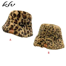 Женская зимняя пушистая плюшевая Панама с леопардовым принтом Harajuku теплая Рыбацкая шапка