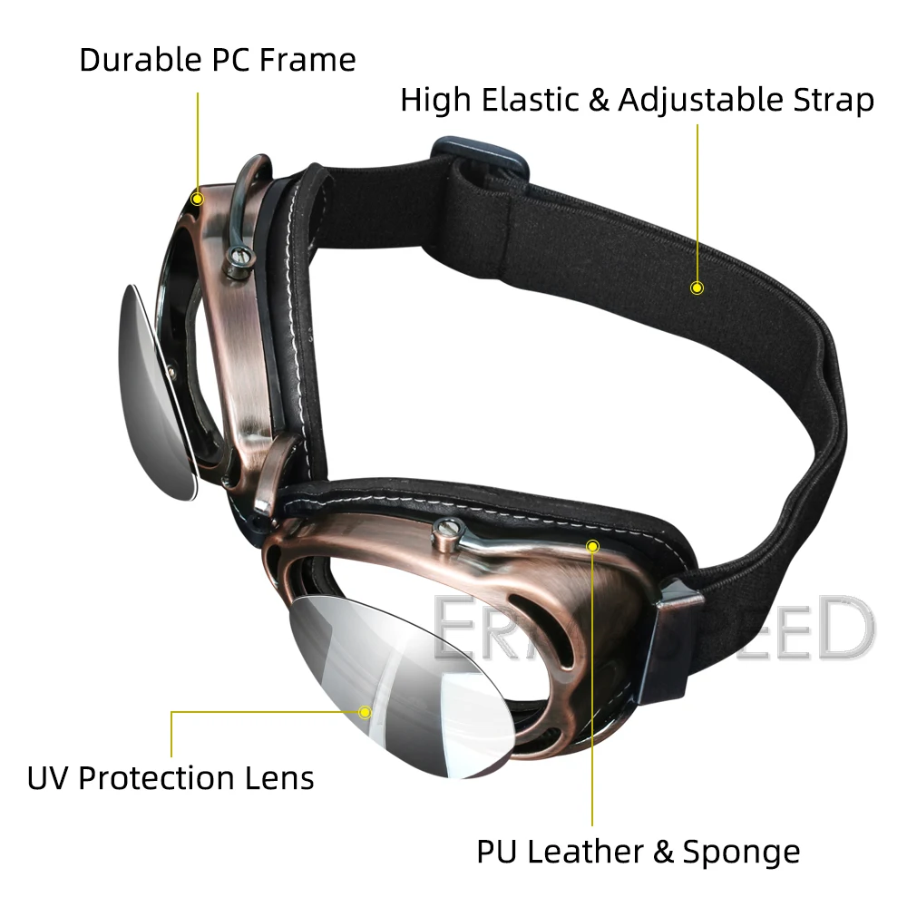 Tanie W stylu Vintage moto krzyż gogle Retro kask moto okulary Biker moda Steampunk cafe racer ATV motor terenowy okularów do jazdy konnej