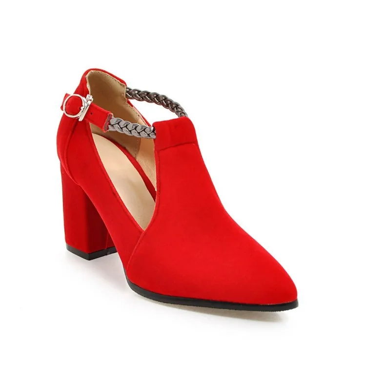 

Spring And Autumn New Style Chunky High Heel Buckle Low-cut Shoes 40-43 Yards Europe And America Shoes