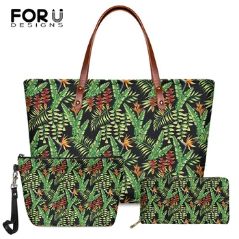 

FORUDESIGNS Women Luxury Shoulder Bag Tropical Monstera Design Ladies Fashion Big Messenger Bag Tote Bags Luxury Leather Purses