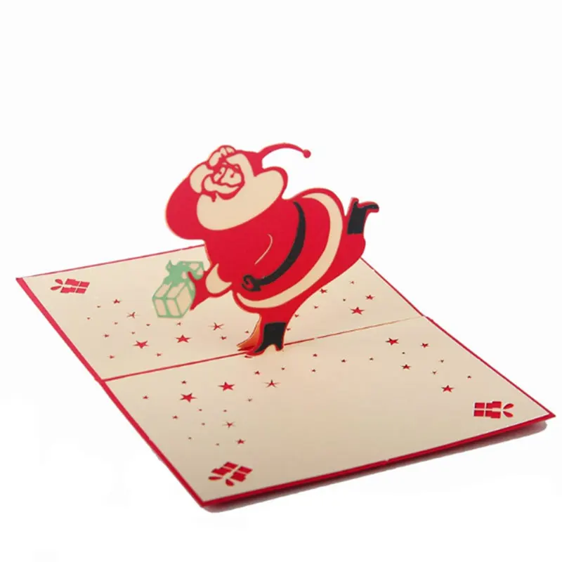 Santa Claus Christmas Cards for Christmas Decoration 3D Pop Up Card Christmas Greeting New Year Invitations Baby Holiday Gift