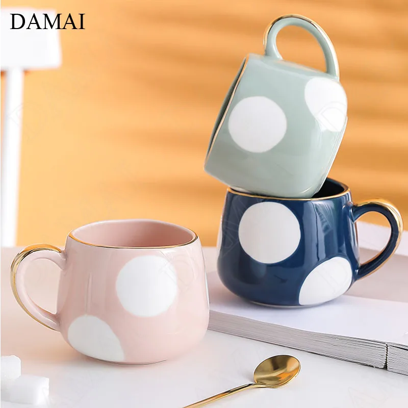 

Creativity Painted Overglaze Ceramic Mugs Nordic Modern Golden Stroke Cute Water Cups Office School Milk Cup Home Decoration