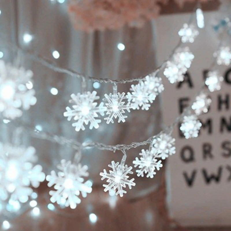 Christmas Fairy Light Snowflake LED String Light Garland Decoration for Home Xmas Santa Claus Gifts New Year Ornament christmas light 3 8m led snowflake curtain garland fairy string lights outdoor for home party garden new year decoration